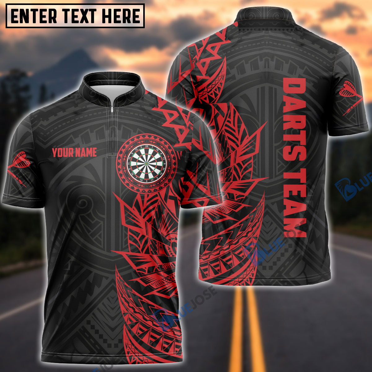 Frenzidea Tribal Tattoo Red Black Custom Darts Shirts