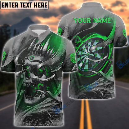 Frenzidea Green Skull Dartboard Personalized Name 3D Shirt