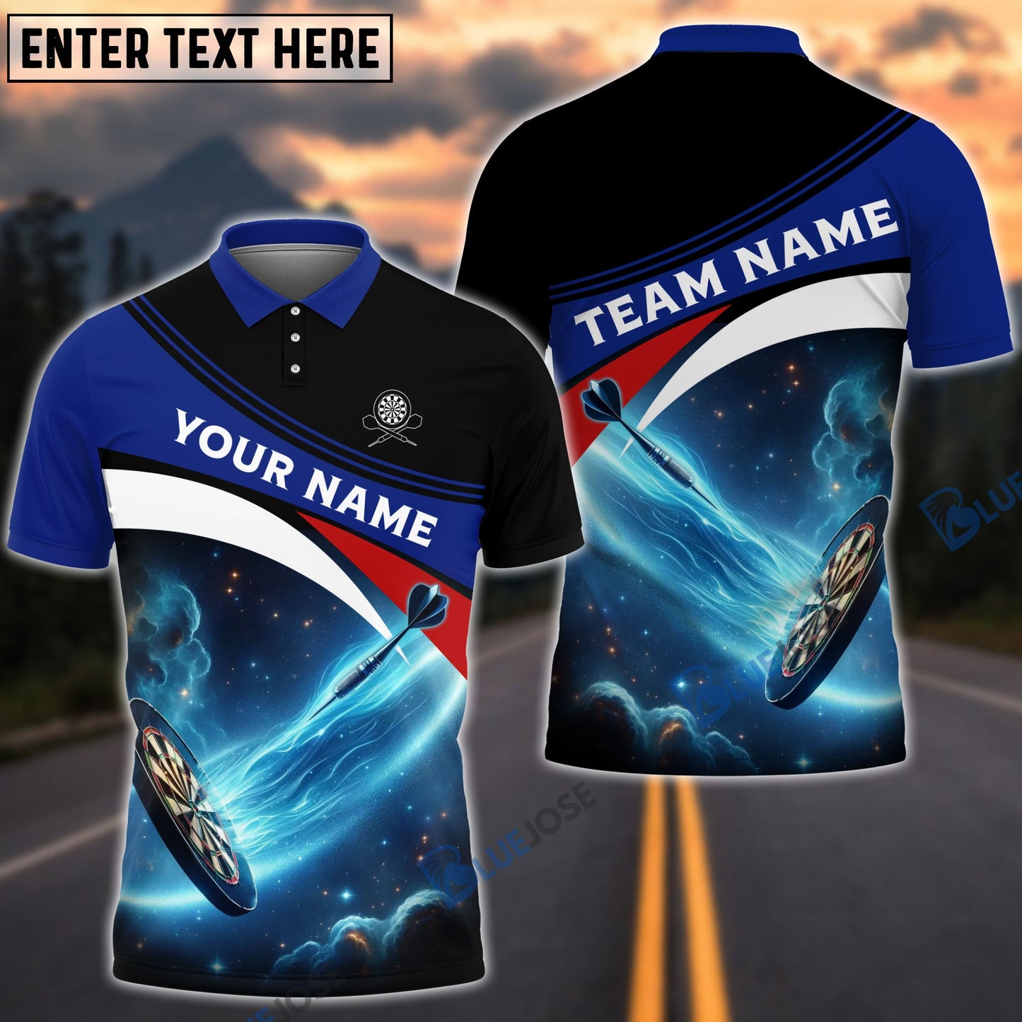 Frenzidea Blue Power DartBoard Personalized Name, Team Name 3D Shirt