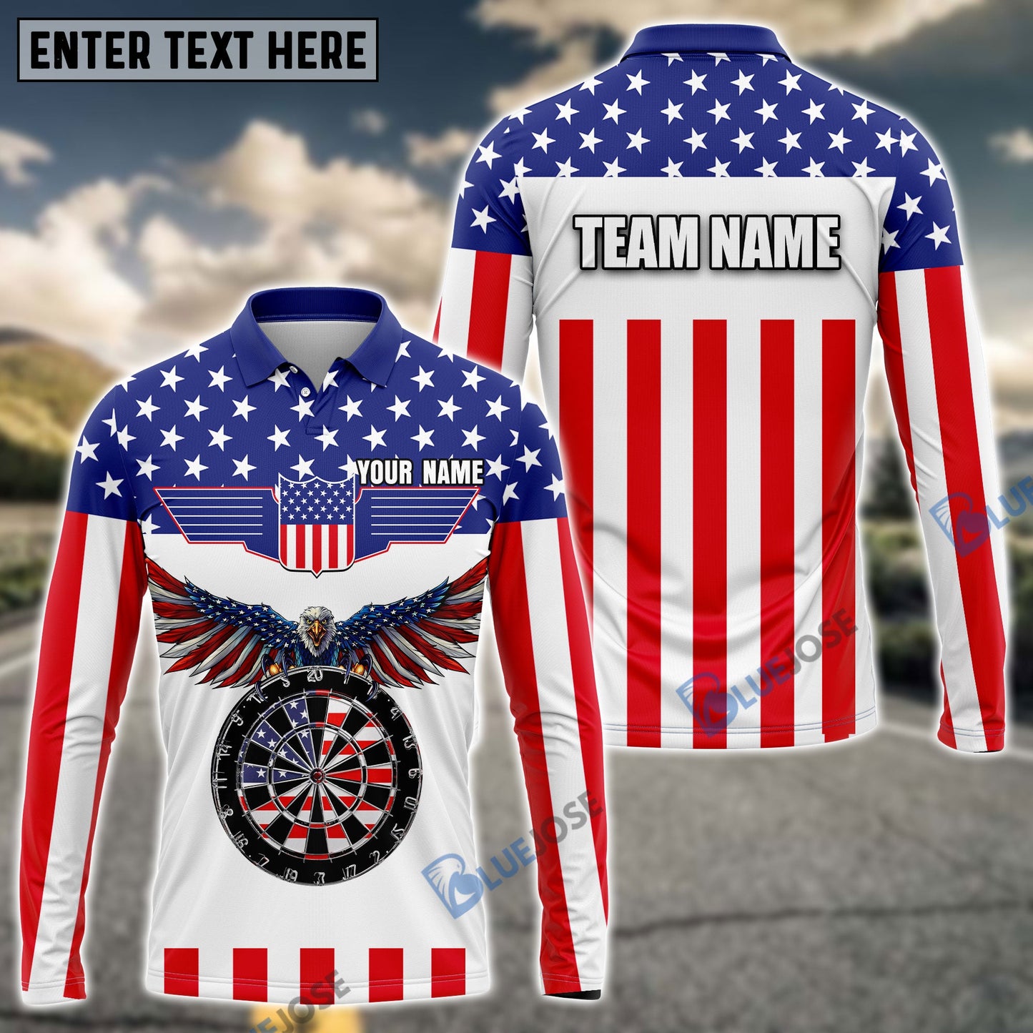 Frenzidea USA Flag Dartboard Personalized Name, Team Name 3D Shirt
