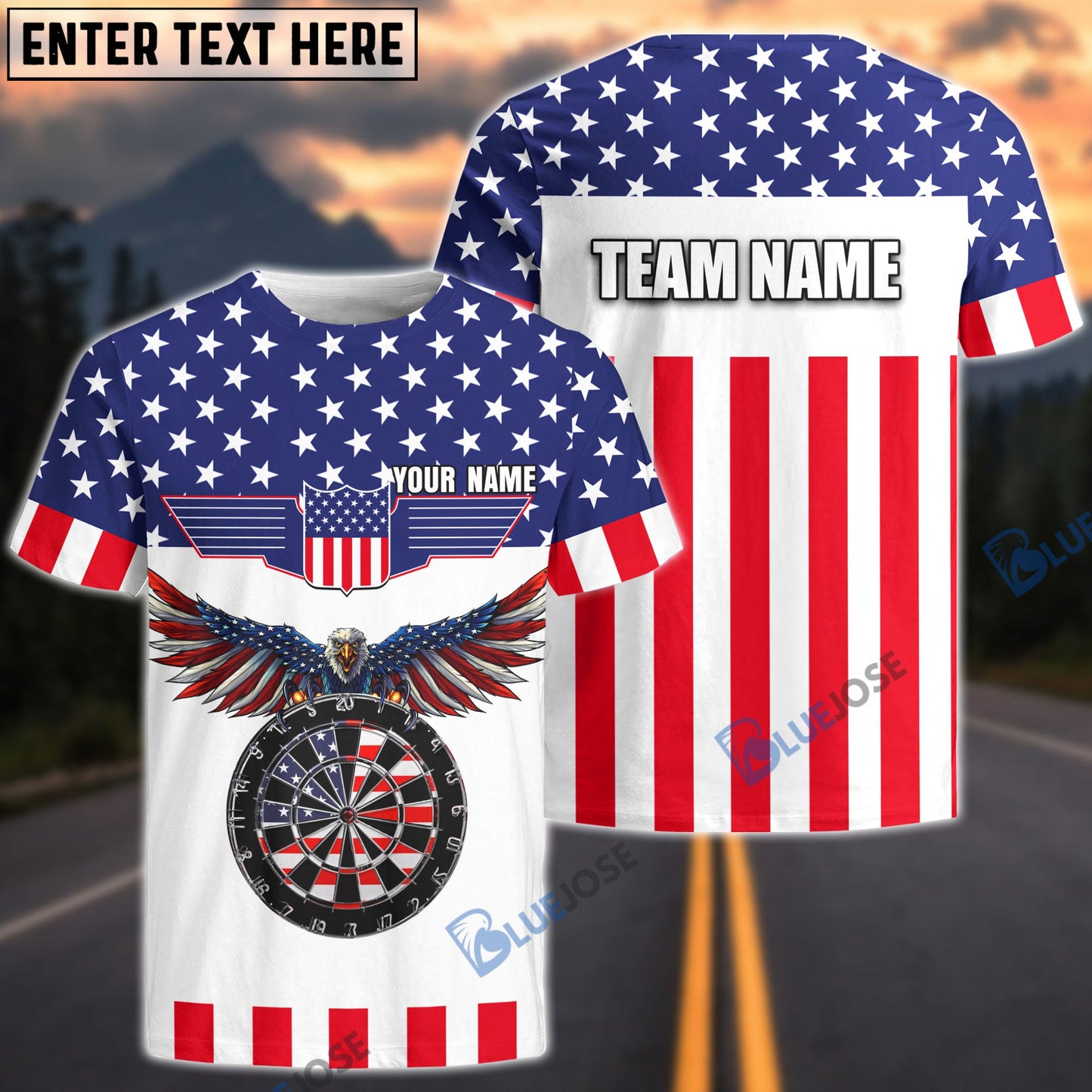 Frenzidea USA Flag Dartboard Personalized Name, Team Name 3D Shirt