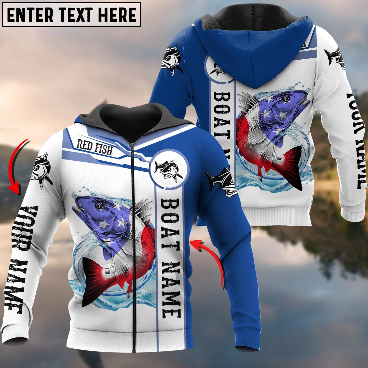 frenzidea Redfish Puppy Drum Customize Name And Boat Name Fishing Hoodie
