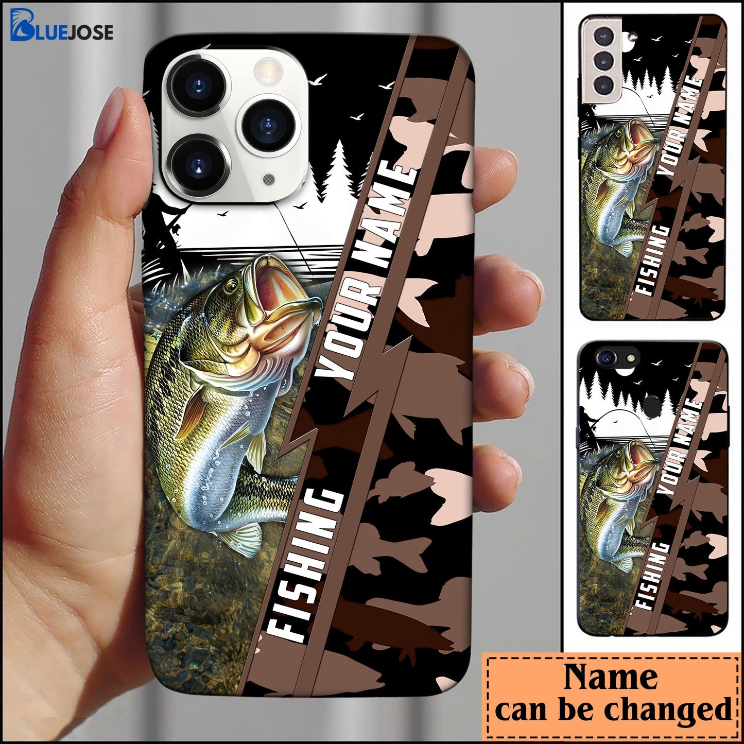 Frenzidea Bass Fishing Personalized Name Phone Case