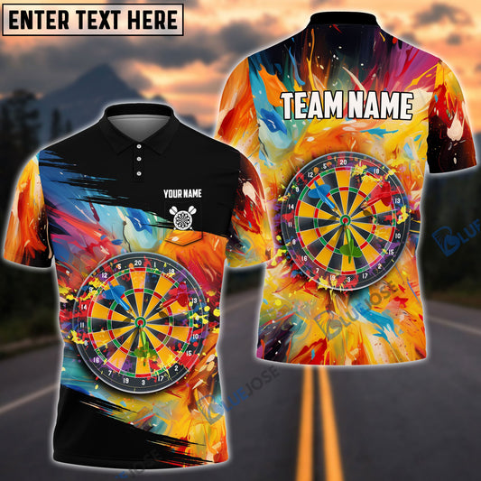 Frenzidea Colorful Dart Personalized Name, Team Name 3D Pocket Polo