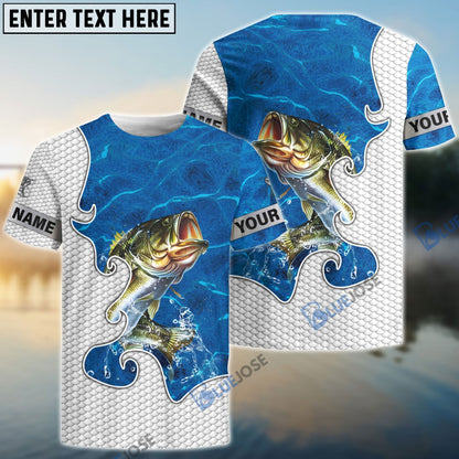 frenzidea Customize Name Bass Fishing Blue Water 3D Hoodie