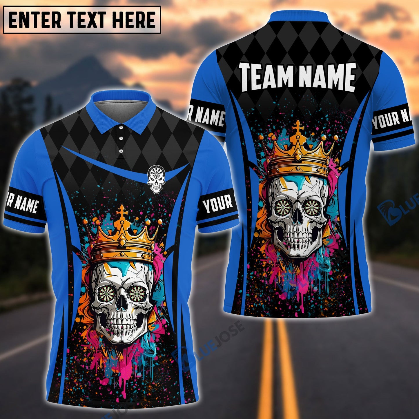 Frenzidea Skull King Of Darts Personalized Name, Team Name 3D Shirt