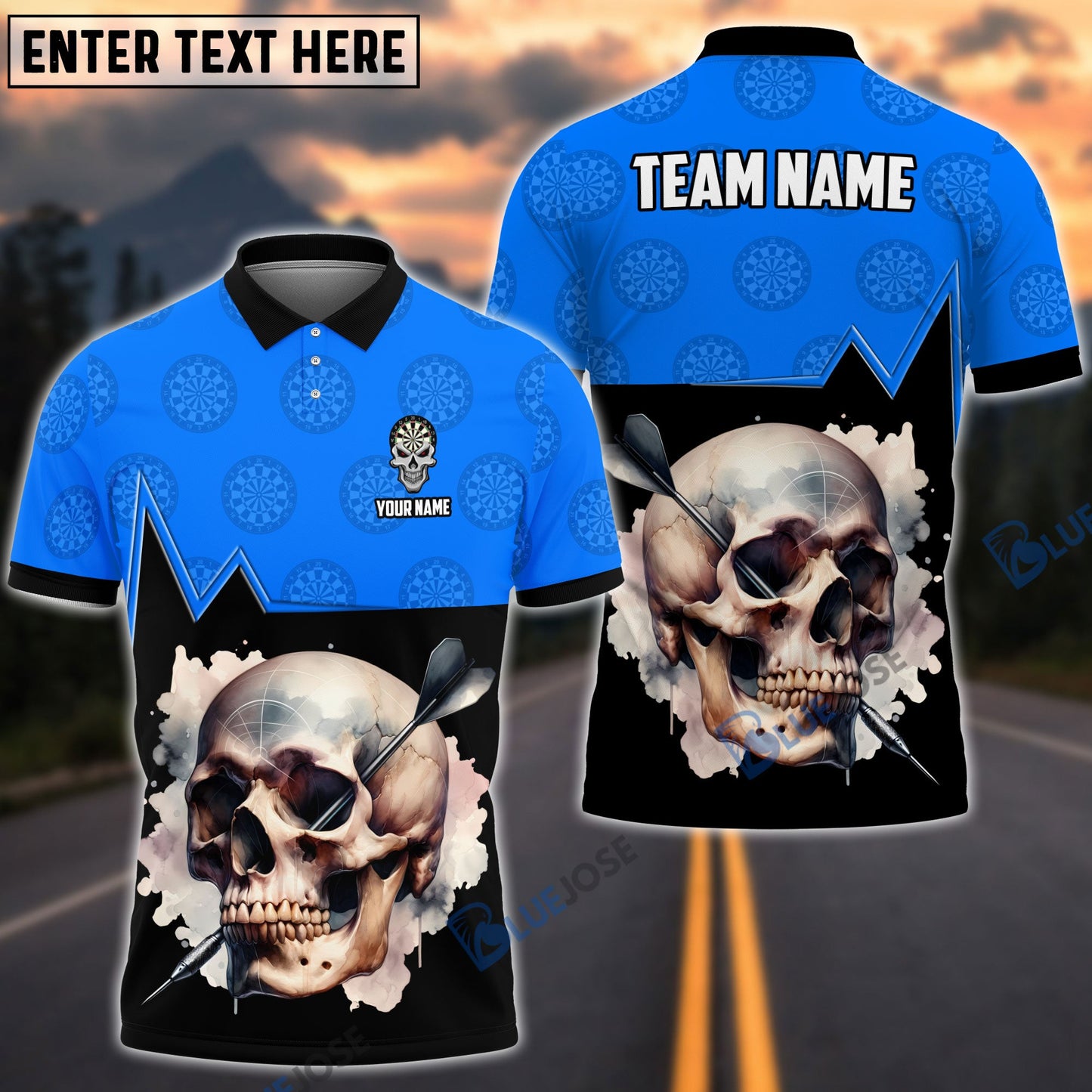frenzidea Skull Dartboard Personalized Name, Team Name 3D Shirt (5 Colors)
