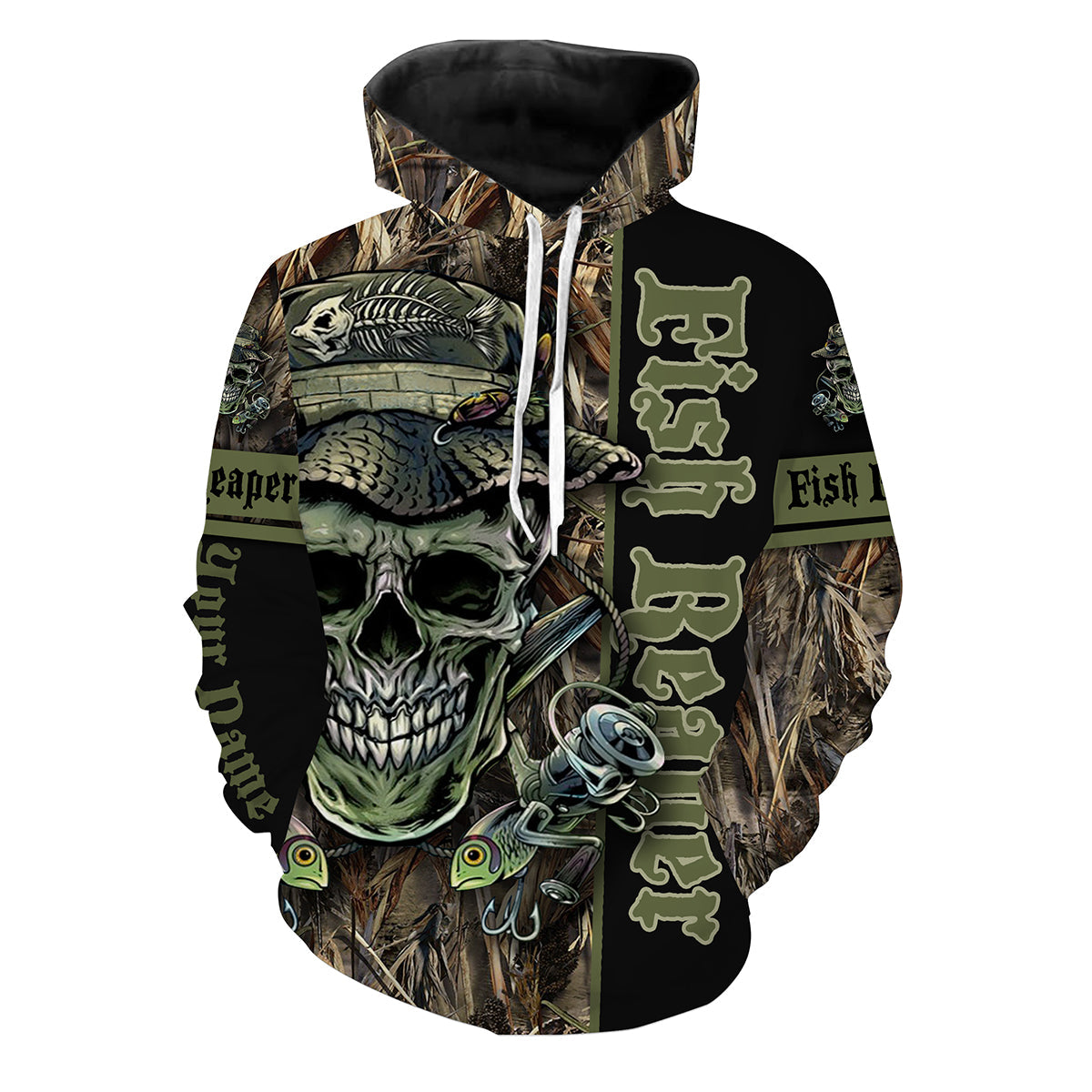 Frenzidea Halloween Fish Reaper Customize Name Fishing Shirts