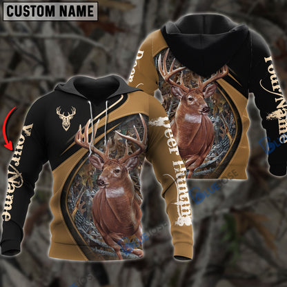 Frenzidea Customized Name Deer Hunting Golden Brown 3D Shirts