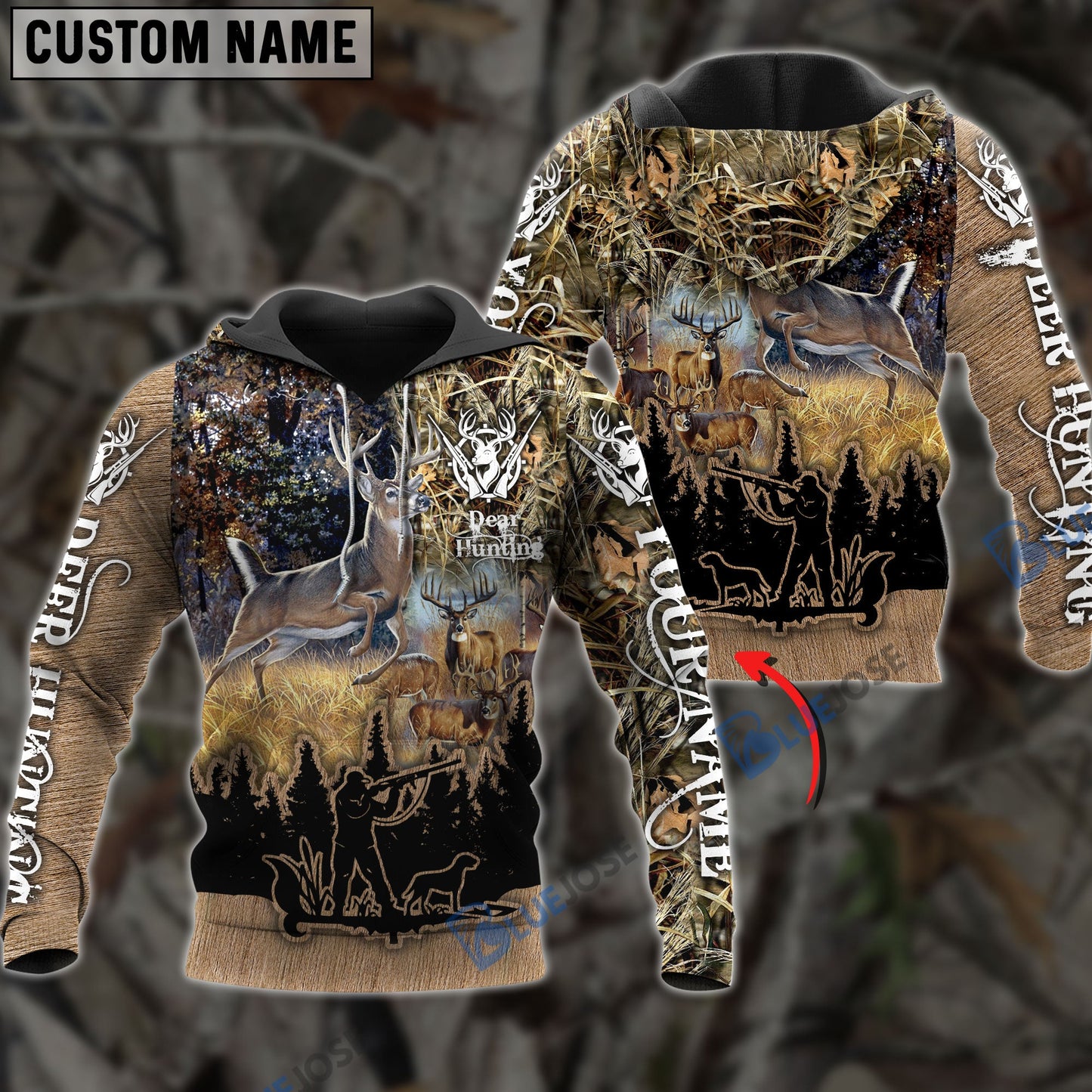 frenzidea Custom Name Deer Hunting Camo Style Shirt 3D Shirt