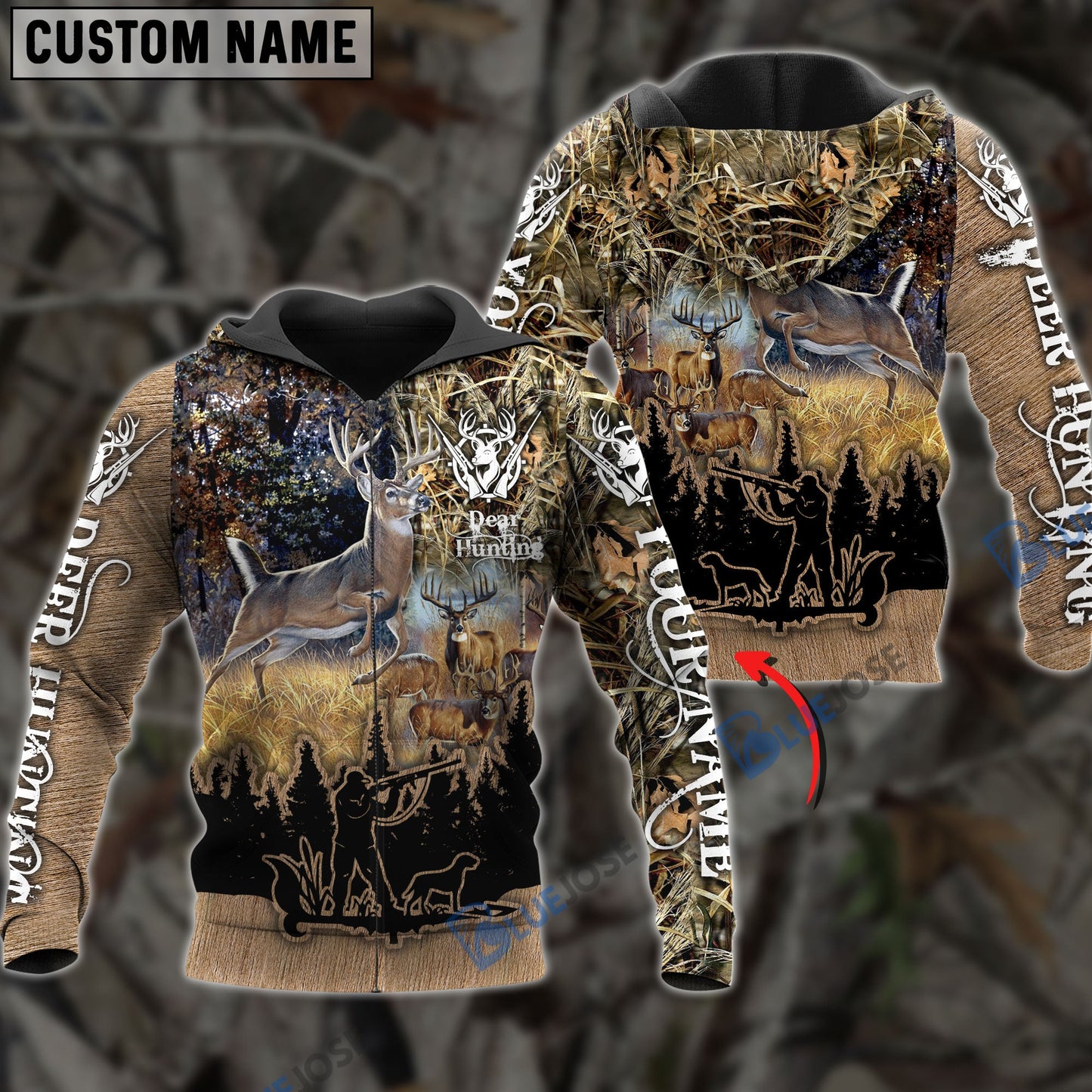 frenzidea Custom Name Deer Hunting Camo Style Shirt 3D Shirt