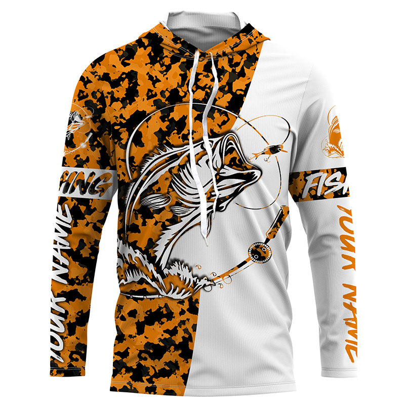Frenzidea Halloween Personalized Orange Camo Bass Long Sleeve