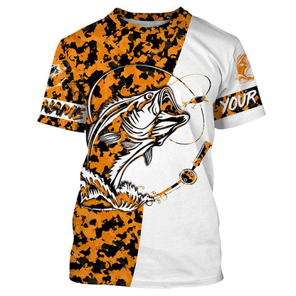 Frenzidea Halloween Personalized Orange Camo Bass Long Sleeve