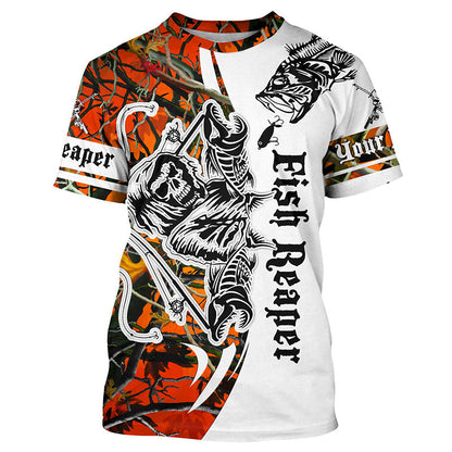 Frenzidea Halloween Fish Skeleton Custom Name Long Sleeve Fishing Shirts