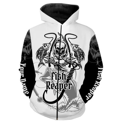 frenzidea Fish Reaper Bass Fishing Custome Name 3D Hoodie