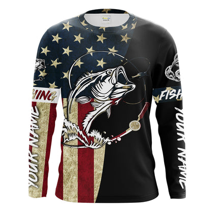 frenzidea Personalized Bass Fishing American Flag Personalized Name 3D Hoodie