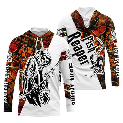 Frenzidea Halloween Fish Reaper Custom Skull Fishing Long Sleeve Shirts