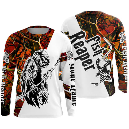 Frenzidea Halloween Fish Reaper Custom Skull Fishing Long Sleeve Shirts