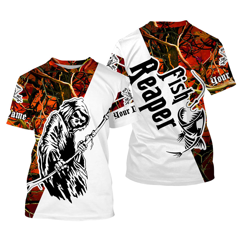 Frenzidea Halloween Fish Reaper Custom Skull Fishing Long Sleeve Shirts