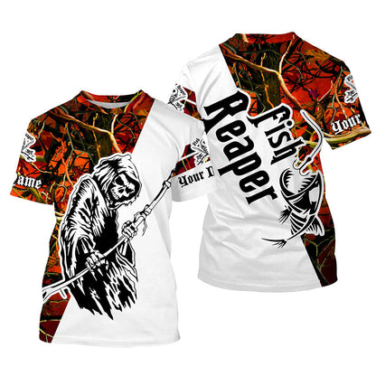 Frenzidea Halloween Fish Reaper Custom Skull Fishing Long Sleeve Shirts
