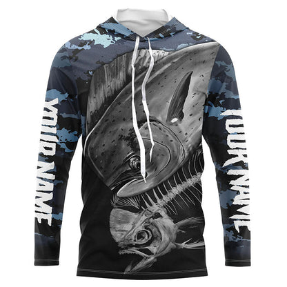 Frenzidea Halloween Mahi Mahi Fishing Fish Reaper Customize Name Fishing Camo Long Sleeve Shirt