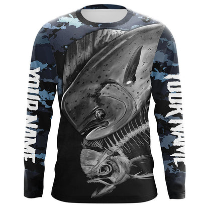 Frenzidea Halloween Mahi Mahi Fishing Fish Reaper Customize Name Fishing Camo Long Sleeve Shirt