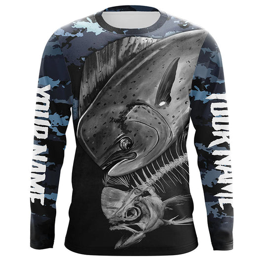 Frenzidea Halloween Mahi Mahi Fishing Fish Reaper Customize Name Fishing Camo Long Sleeve Shirt