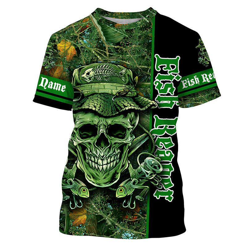 Frenzidea Halloween Fish Reaper Fishing Green Camouflage Custom Long Sleeve Fishing Shirts