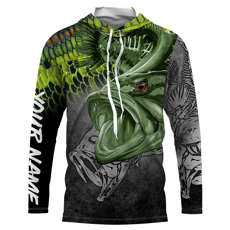 Frenzidea Largemouth Bass Reaper Fish Skeleton Custom Name Fishing Shirt