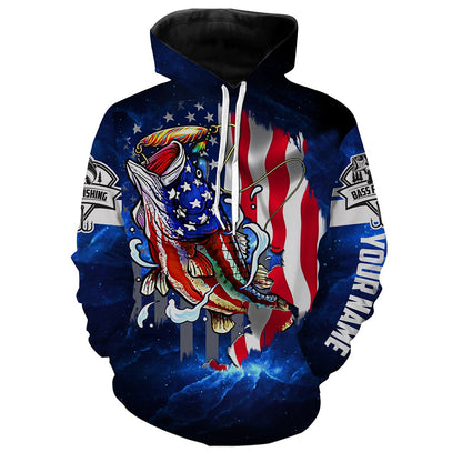 Frenzidea Personalized Bass Fishing 3D American Flag Patriotic Shirts