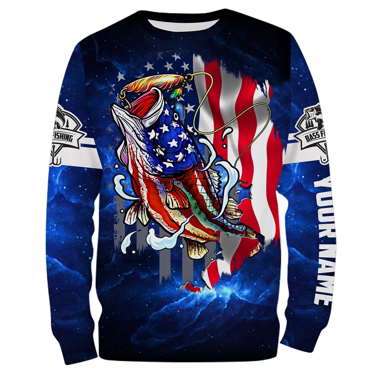 Frenzidea Personalized Bass Fishing 3D American Flag Patriotic Shirts