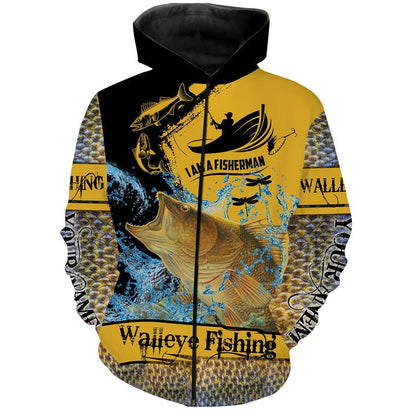 frenzidea I Am A Fisherman Walleye Fishing Custome Name 3D Hoodie