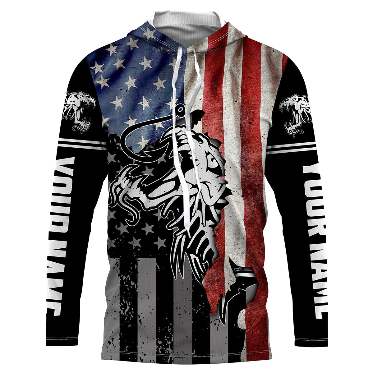 Frenzidea Halloween Fish Reaper Skull Fishing American Flag 4Th July Custom Name Fishing Shirts