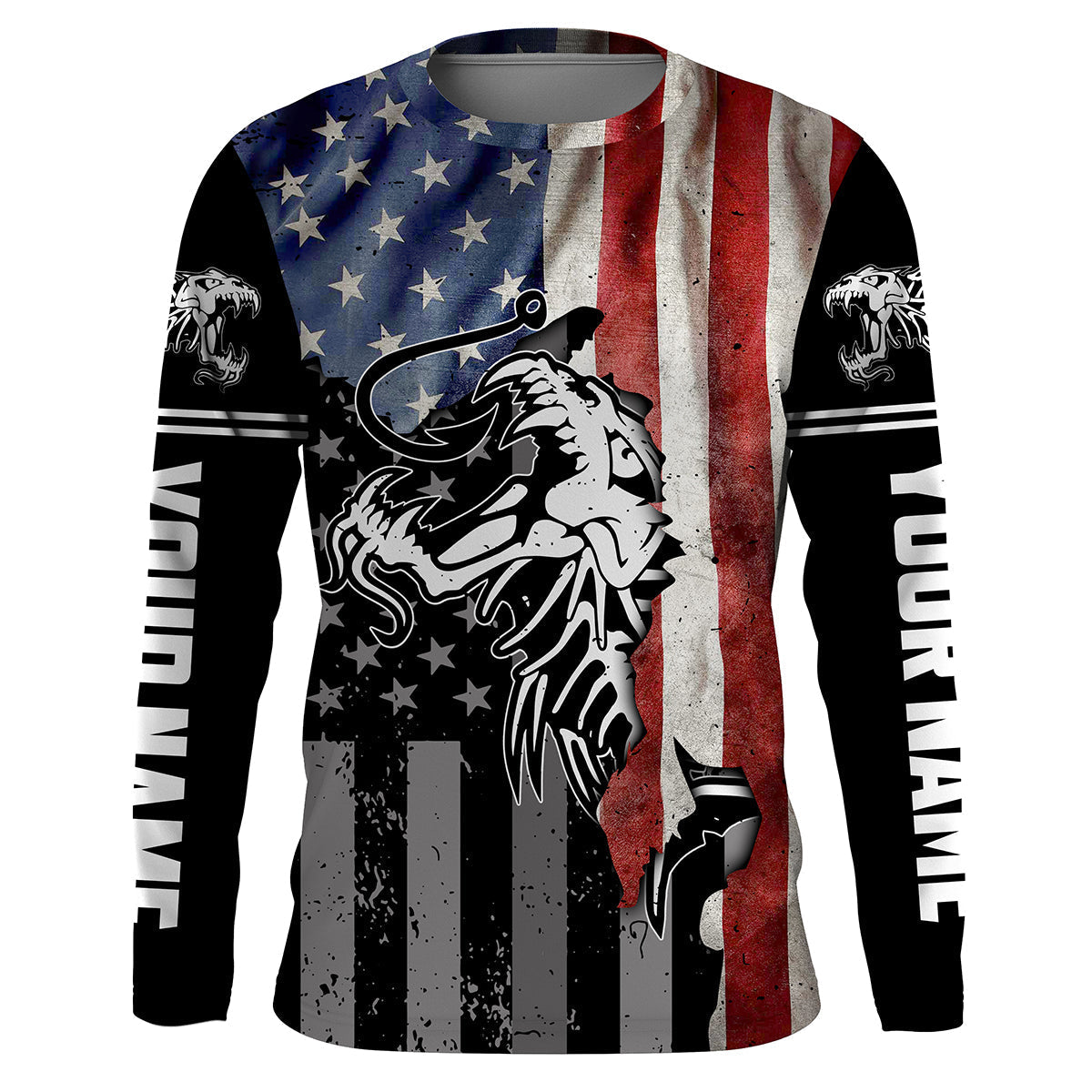 Frenzidea Halloween Fish Reaper Skull Fishing American Flag 4Th July Custom Name Fishing Shirts
