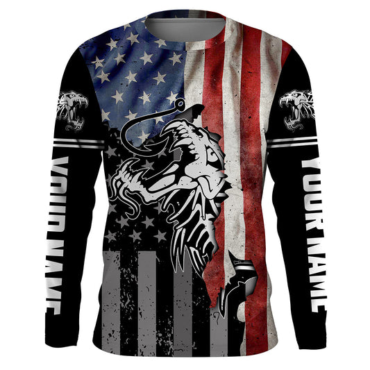 Frenzidea Halloween Fish Reaper Skull Fishing American Flag 4Th July Custom Name Fishing Shirts