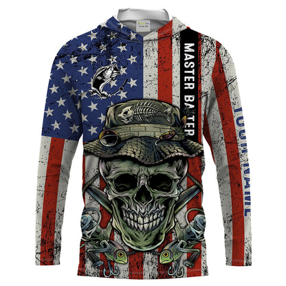Frenzidea Halloween Fish Reaper American Flag  Patriotic Custom Name Long Sleeve