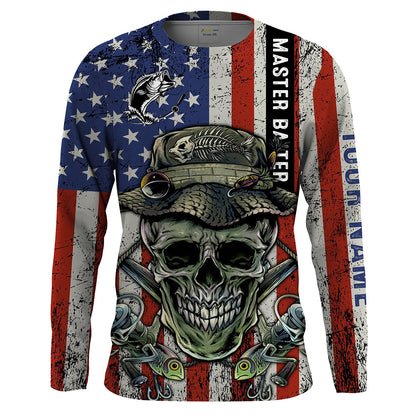Frenzidea Halloween Fish Reaper American Flag  Patriotic Custom Name Long Sleeve