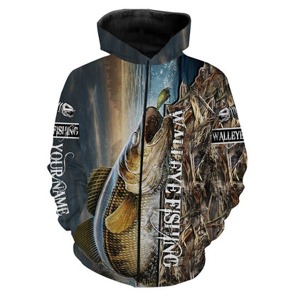 frenzidea Walleye Fishing 3D All Over Printed Customized Name 3D Hoodie