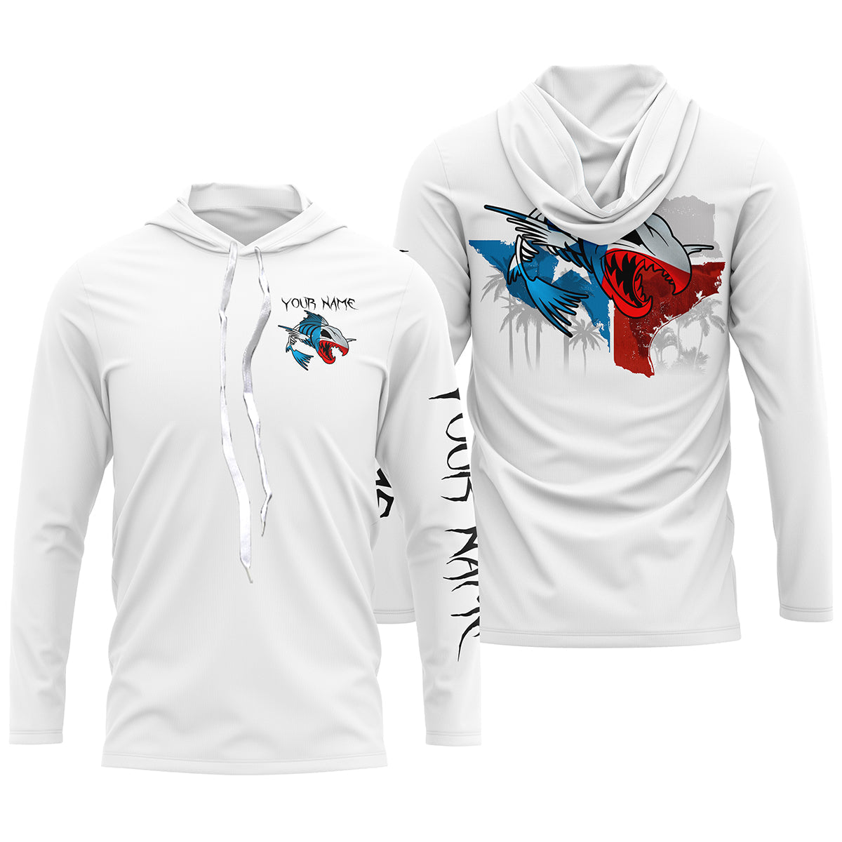 Frenzidea Halloween Texas Fishing Fish Reaper Skull Custom Name Long Sleeve Shirt