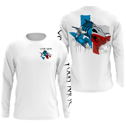 Frenzidea Halloween Texas Fishing Fish Reaper Skull Custom Name Long Sleeve Shirt