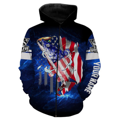 frenzidea Walleye Fishing 3D American Flag Patriotic Customize Name 3D Hoodie