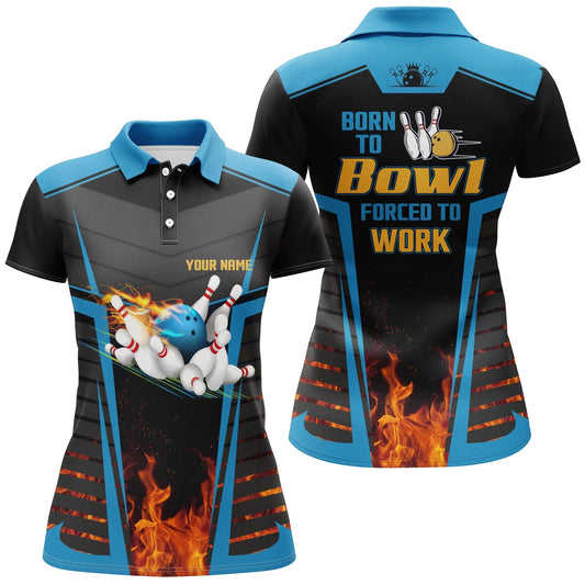 Frenzideas Bowling Born To Bowl Forced To Work Personalized All Over Printed Shirt For Women
