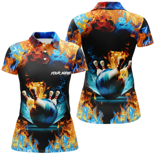 Frenzideas Bowling Water Fire Background Personalized All Over Printed Shirt For Women