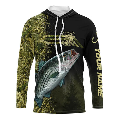 frenzidea Custom Striped Bass Fishing Camouflage Personalized Name 3D Hoodie