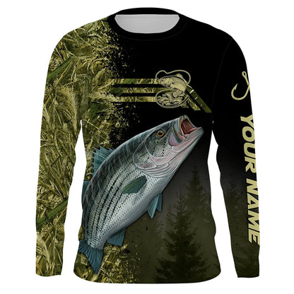 frenzidea Custom Striped Bass Fishing Camouflage Personalized Name 3D Hoodie