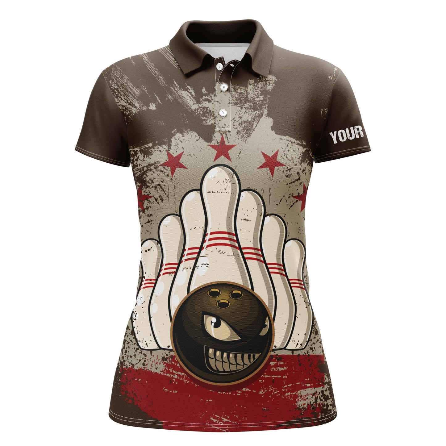 Frenzidea Vintage Brown Bowling Premium Customized Name 3D Shirt For Women