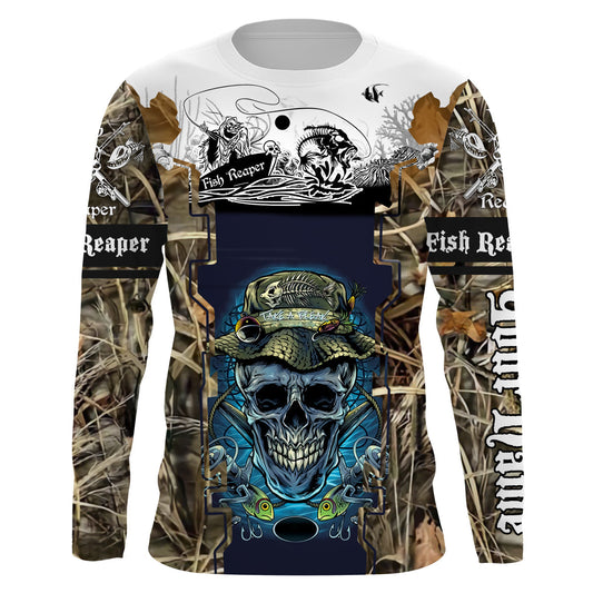 Frenzidea Halloween Fish Reaper Fishing Camouflage Custom Name Long Sleeves 