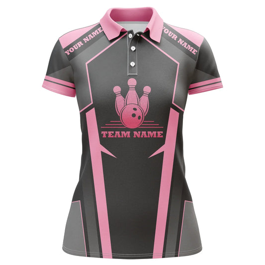 Frenzidea Black Pink Bowling Team Premium Customized Name 3D Shirt For Women