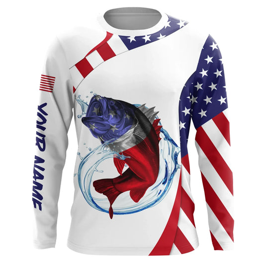 Frenzidea Largemouth Bass Fishing American Flag Patriotic Personalized 3D Shirts