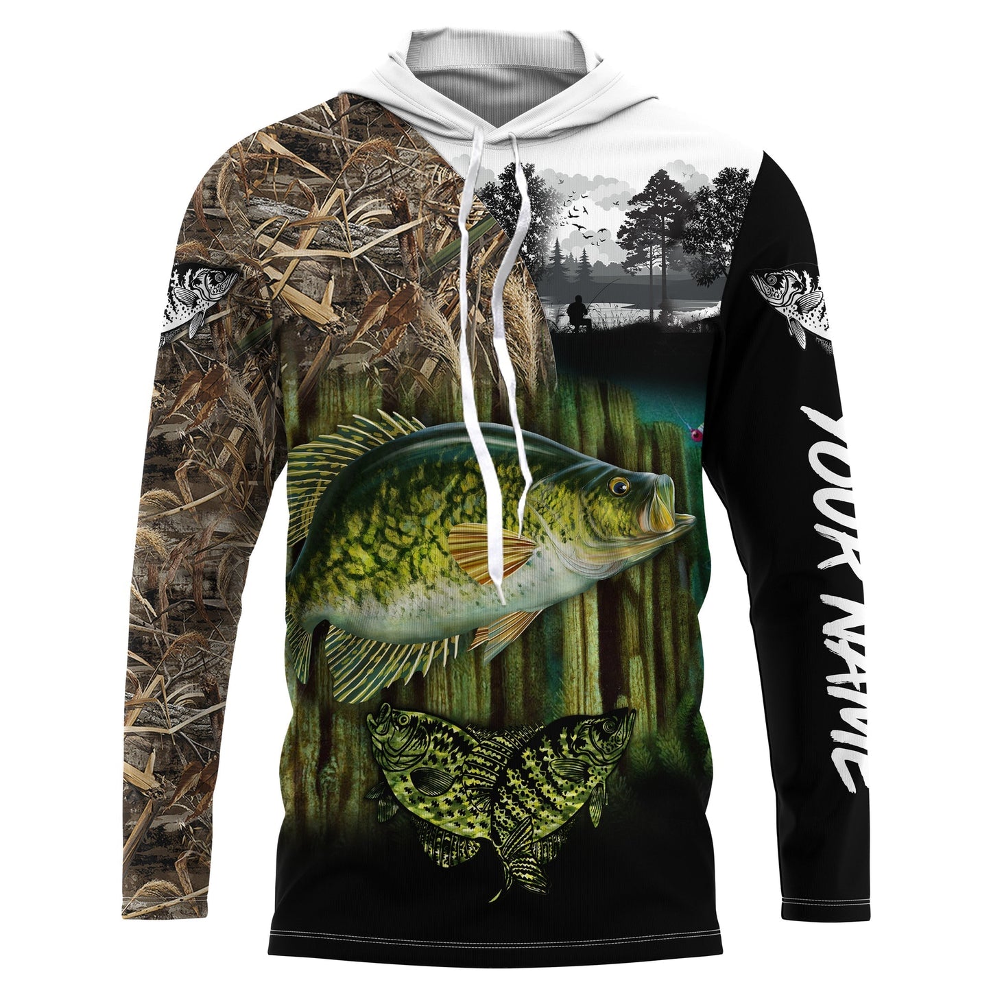 Frenzidea Crappie Fishing Camo Freshwater Fish Customize Name 3D Shirts